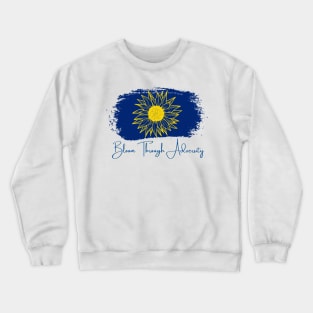 Bloom Through Adversity - Yellow Sunflower/Blue Paint Streak Crewneck Sweatshirt